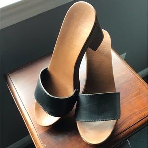 Nine West black leather mules